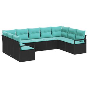 vidaXL Ensemble de Canap&eacute;s avec coussin 9 pcs Noir polyrotin