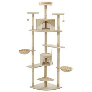 vidaXL Arbre &agrave; chat avec griffoirs en sisal 203 cm Beige et Blanc