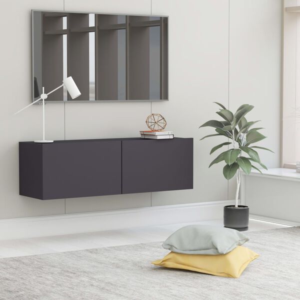 vidaXL Meuble TV Gris 100x30x30 cm Bois d&rsquo;ing&eacute;nierie