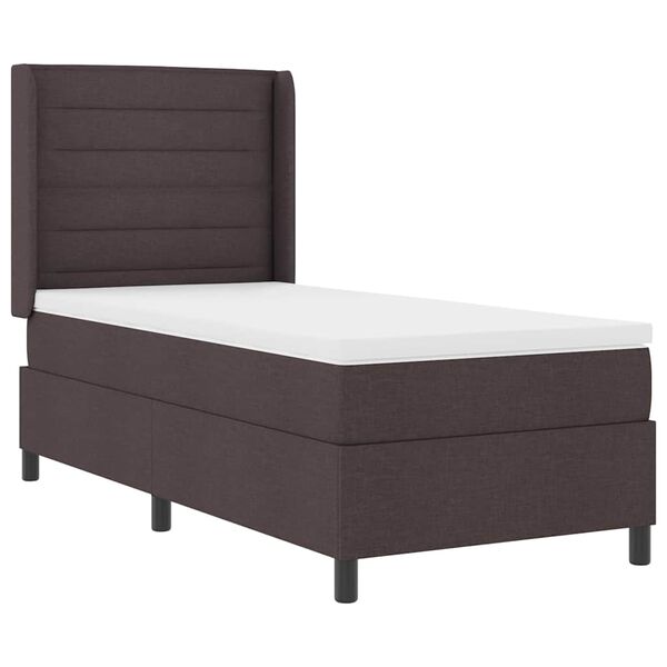 vidaXL Lit &agrave; ressort LED avec matelas Marron fonc&eacute; 90 x 200 cm tissu
