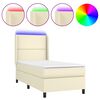 vidaXL Sommier &agrave; lattes de lit matelas LED Cr&egrave;me 90x200cm Similicuir