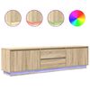 vidaXL Meuble TV avec lumi&egrave;res LED ch&ecirc;ne sonoma 193,5x41x50 cm