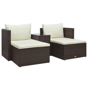 vidaXL Salon de jardin 5 pcs avec coussins Résine tressée Marron