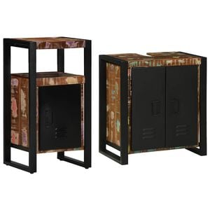 vidaXL Ensemble de mobilier de salle de bain 2 pcs Bois Recycl&eacute; Solide