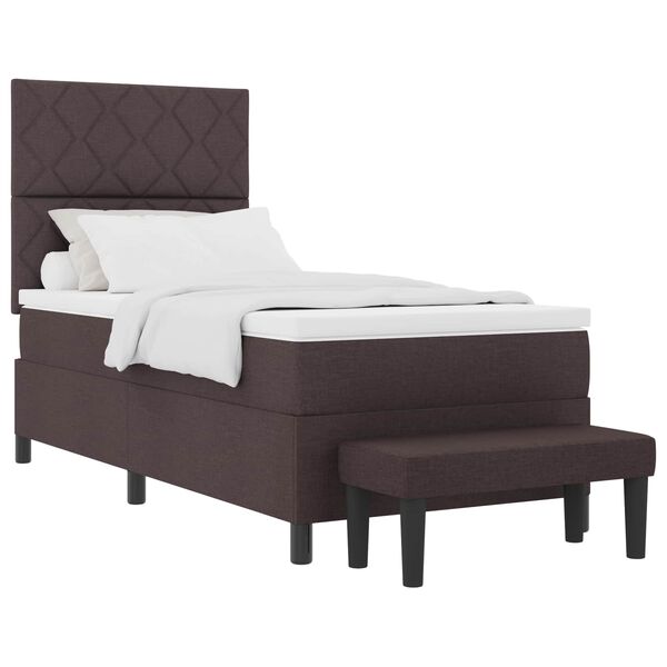 vidaXL Lit &agrave; ressorts avec matelas Marron fonc&eacute; 100 x 200 cm tissu
