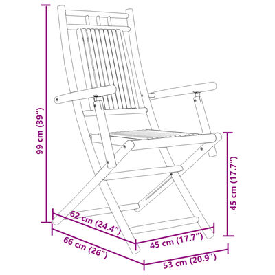 vidaXL Chaises pliables de jardin lot de 6 53x66x99 cm bambou