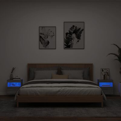 vidaXL Meubles TV muraux et lumières LED 2pcs sonoma gris 40x30x40 cm
