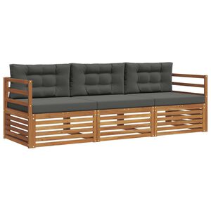 vidaXL Ensemble de canap&eacute;s d'ext&eacute;rieur 3 pc Naturel et Anthracite