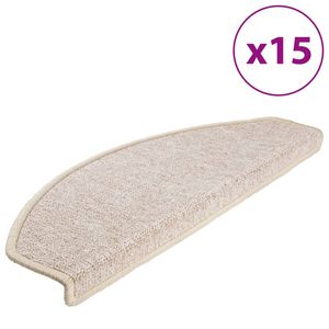 vidaXL Tapis d'escalier 15 pi&egrave;ces 65 x 24 x 4 cm Taupe Demi-rond Grand