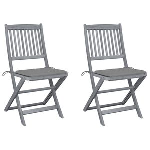 vidaXL Chaises pliables d'ext&eacute;rieur lot de 2 et coussins Bois d'acacia