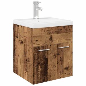 vidaXL Meuble lavabo avec bassin et robinet int&eacute;gr&eacute;s vieux bois