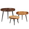 vidaXL Ensemble de tables 3 pcs Bois de manguier massif et acier