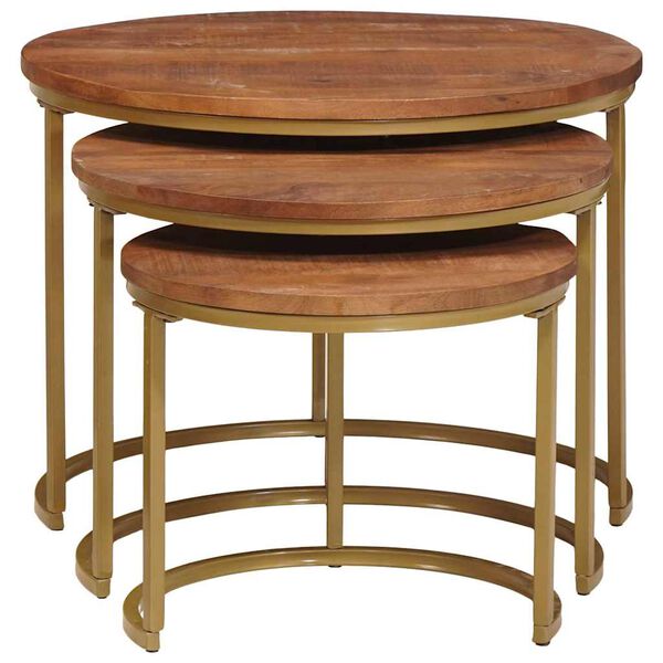 vidaXL Tables basses gigognes 3 pcs Bois de mangue massif et acier