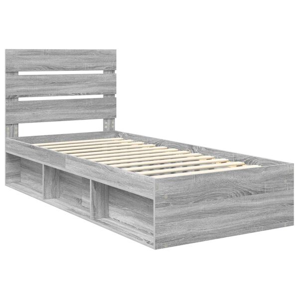 vidaXL Cadre de lit Gris Sonoma 100 x 200 cm Bois de pin massif