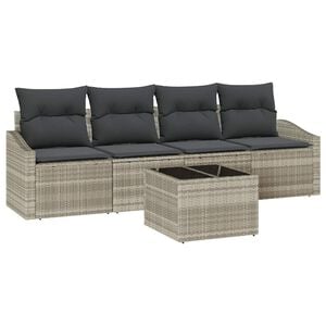 vidaXL Ensemble de Canap&eacute;s 5 pc Gris clair polyrotin