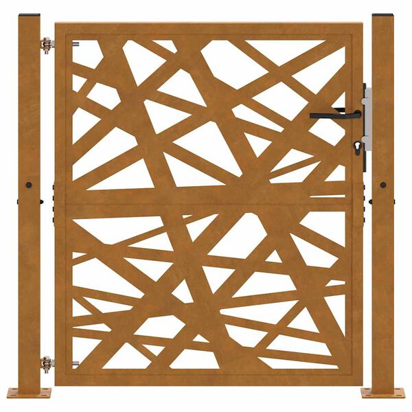 vidaXL Portail de jardin 100x100 cm en acier patin&eacute;, design l&eacute;ger