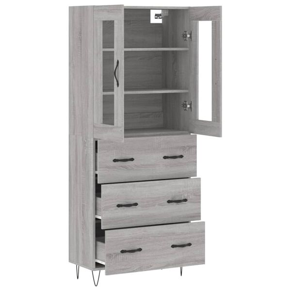 vidaXL Buffet haut Sonoma gris 69,5x34x180 cm Bois d'ing&eacute;nierie