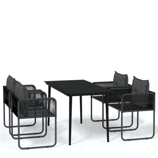 vidaXL Ensemble &agrave; manger de jardin 5 pcs Noir