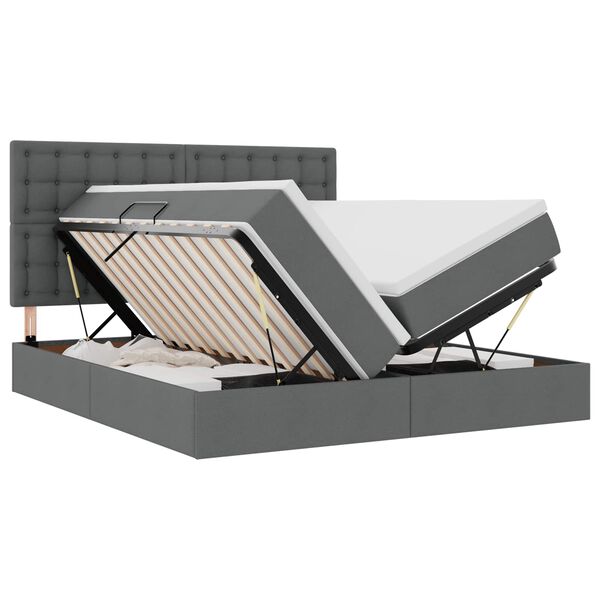 vidaXL Lit avec des lumi&egrave;res &agrave; LED Gris fonc&eacute; 200 x 200 cm tissu