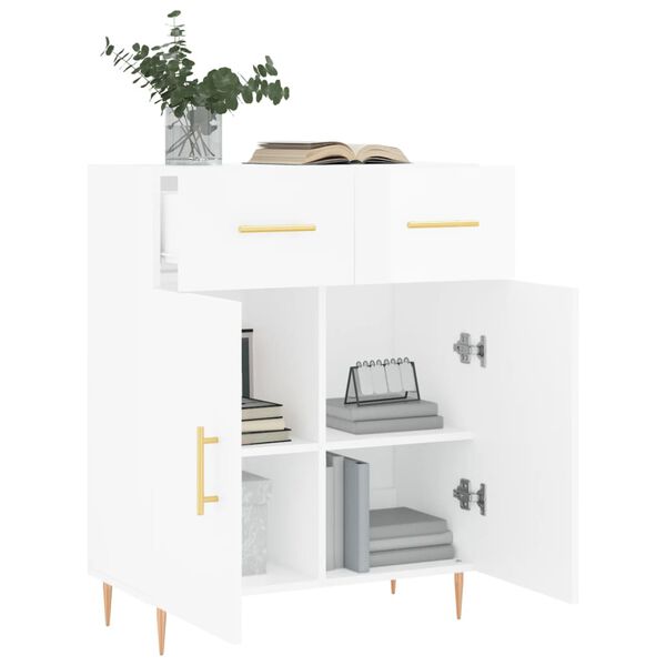 vidaXL Buffet Blanc brillant 69,5x34x90 cm Bois d'ing&eacute;nierie