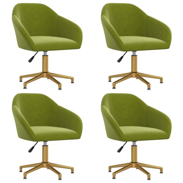 vidaXL Chaises pivotantes &agrave; manger lot de 4 vert clair velours