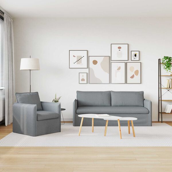 vidaXL Ensemble de Canap&eacute;s 2 pcs Gris clair 196 x 82 x 85 cm tissu