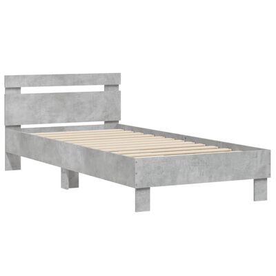 vidaXL Cadre de lit sans matelas avec tête de lit gris béton 75x190 cm