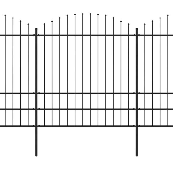 vidaXL Cl&ocirc;ture de jardin avec dessus en forme de lance en acier 1426 x 200 cm Noir