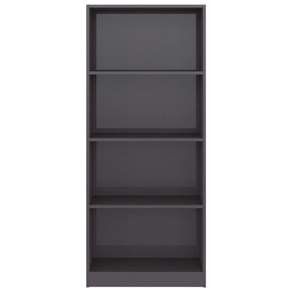vidaXL Biblioth&egrave;que &agrave; 4 niveaux Gris brillant Bois d&rsquo;ing&eacute;nierie