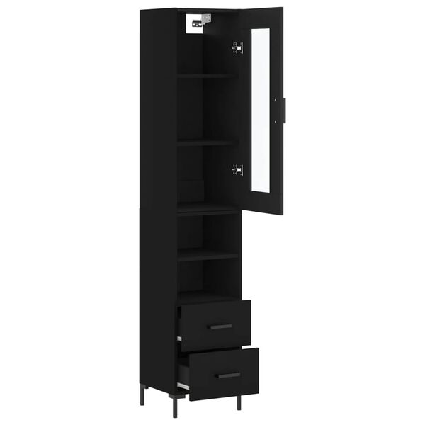 vidaXL Buffet haut Noir 34,5x34x180 cm Bois d'ing&eacute;nierie