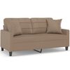 vidaXL Canap&eacute; 2 places et oreillers et coussins Cappuccino 140 cm