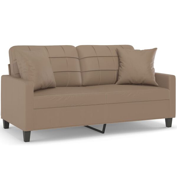 vidaXL Canap&eacute; 2 places et oreillers et coussins Cappuccino 140 cm