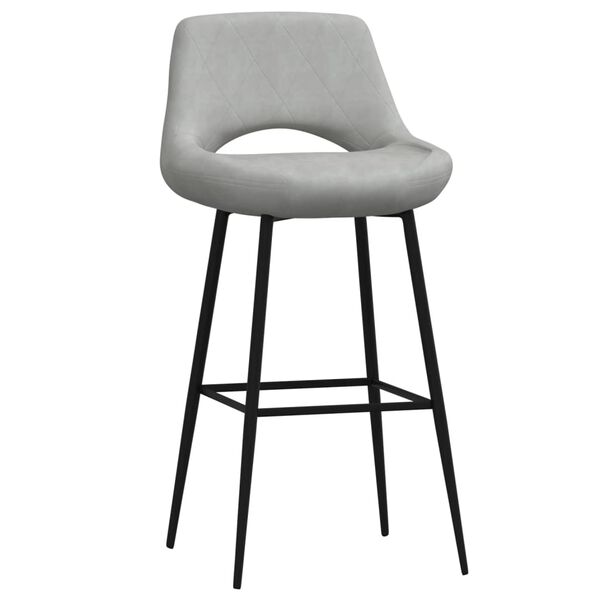 vidaXL Tabouret de bar Gris clair Velours