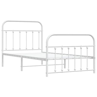 vidaXL Cadre de lit métal sans matelas et pied de lit blanc 100x190 cm