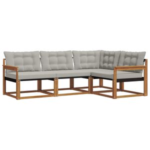vidaXL Ensemble de canap&eacute;s d'ext&eacute;rieur 4 pc Gris Naturel et Clair