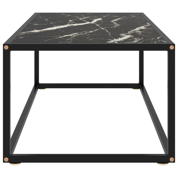 vidaXL Table basse Noir avec verre marbre noir 100x50x35 cm