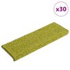 vidaXL Tapis d'escalier 30 pi&egrave;ces 65 x 21 x 4 cm Vert Bordure rectangulaire