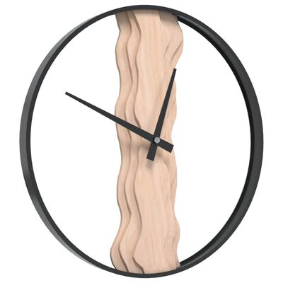 vidaXL Horloge murale marron Ø35 cm fer et bois de chêne