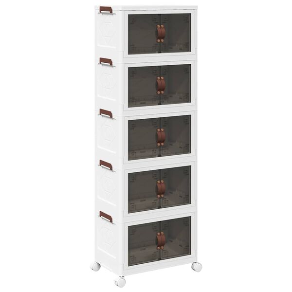 vidaXL Bo&icirc;te de rangement empilable avec roues &agrave; 5 niveaux 28 L