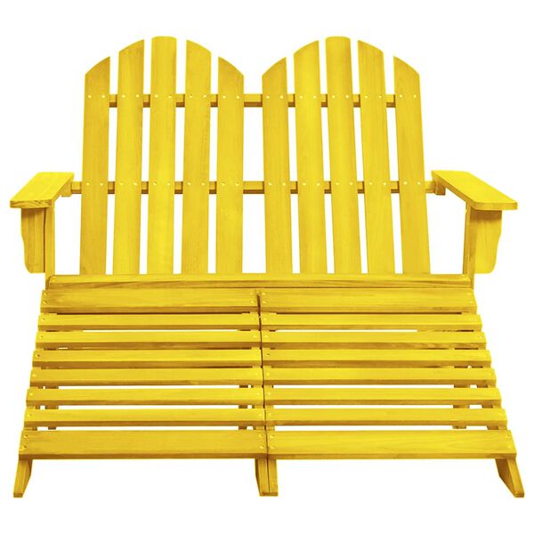 vidaXL Chaise de jardin Adirondack 2 places et pouf sapin massif jaune
