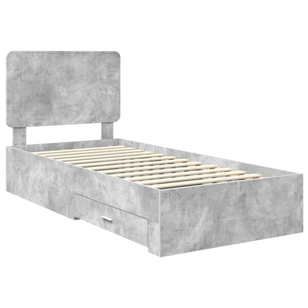 vidaXL Cadre de lit Gris b&eacute;ton 70 x 190 cm Bois d'ing&eacute;nierie