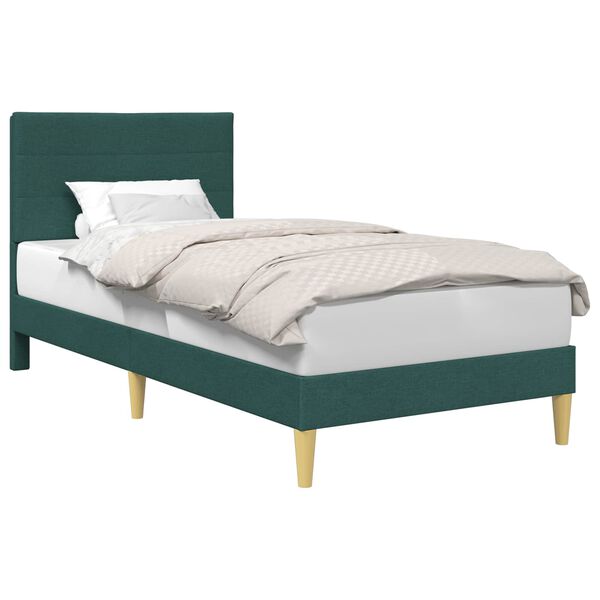vidaXL Cadre de lit avec t&ecirc;te de lit Vert fonc&eacute; 80 x 200 cm tissu
