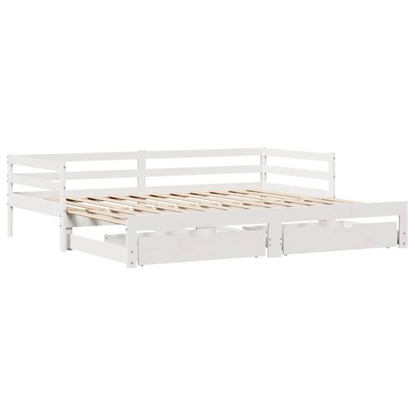 vidaXL Lit de jour avec gigogne et tiroirs sans matelas blanc 90x190cm
