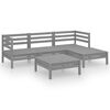 vidaXL Salon de jardin 5 pcs Bois de pin massif Gris