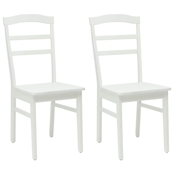 vidaXL Chaise de salle &agrave; manger 2 pcs Blanc Bois de Caoutchouc Massif