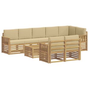 vidaXL Ensemble de canap&eacute;s d'ext&eacute;rieur 9 pc Blanc et Beige Polyester