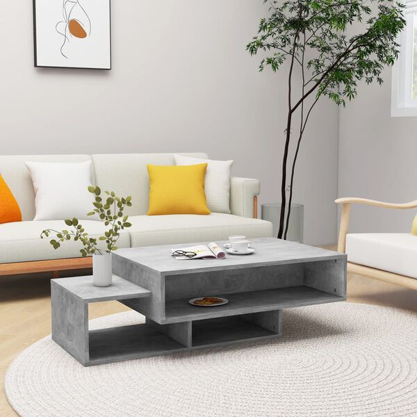 vidaXL Table basse Gris b&eacute;ton 105x55x32 cm Bois d&rsquo;ing&eacute;nierie