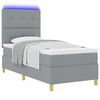 vidaXL Lit &agrave; ressort LED avec matelas Gris clair 90 x 200 cm tissu