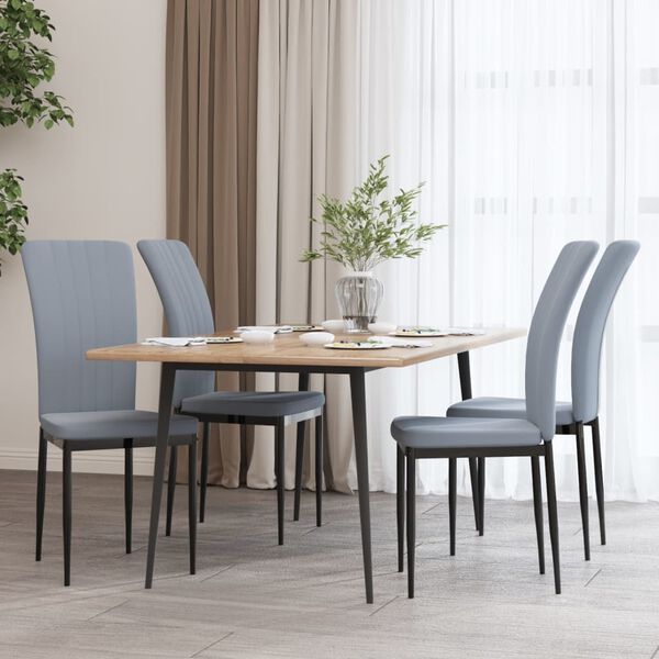 vidaXL Chaises &agrave; manger lot de 4 Gris clair Velours