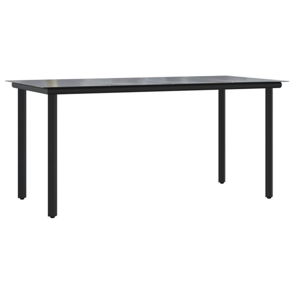 vidaXL Ensemble &agrave; manger de jardin coussins 7pcs Noir R&eacute;sine tress&eacute;e